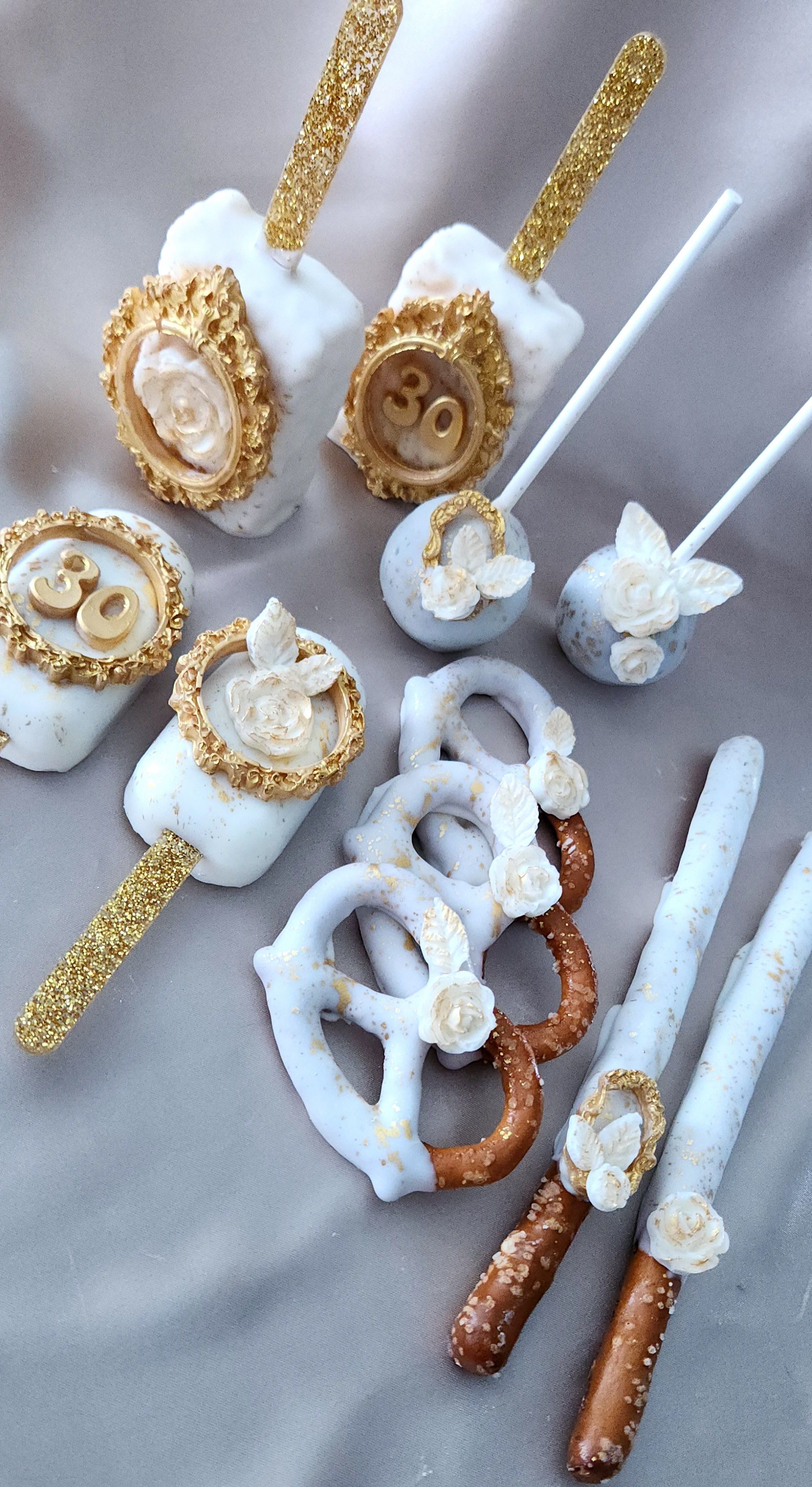  Elegant White/Gold Treat Party Package Customizable 