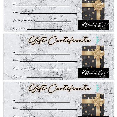Gift Certificates! Any Amount $10 And Up (See Description)