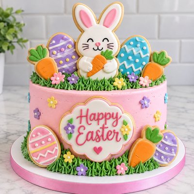 Easter￼  Celebration Cake With Cookies