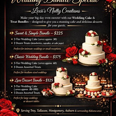 Wedding Cake Bundle(3 tier cake and 3 dozen treats)