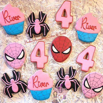 Gwen Stacey Spider Verse Birthday Sugar Cookies