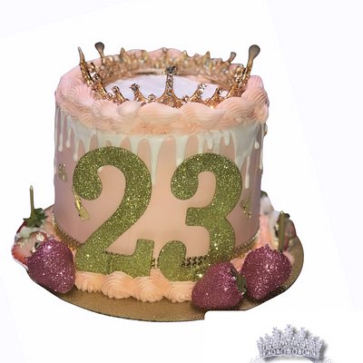 8in Crown & Number Cake