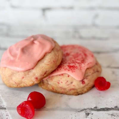 Glazed Cherry Chip Cookies