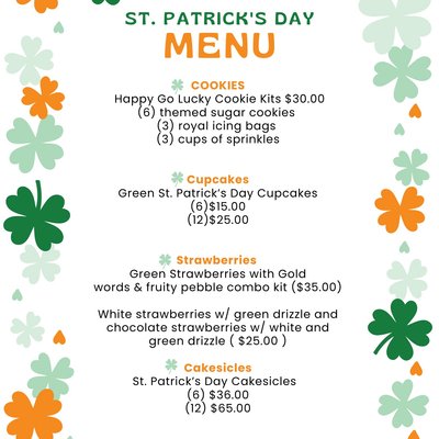 St Patrick’s Day Menu 