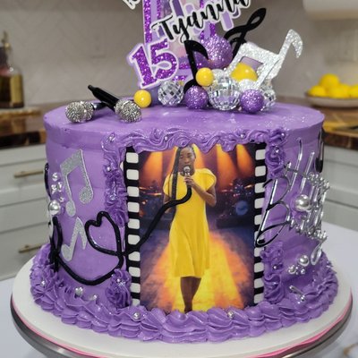 9" Round Cake/ With Cardstock & Acrylic Topper (Sizes Customizable)