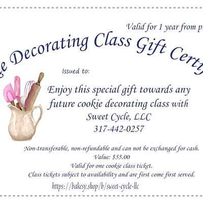 Cookie Decorating Class Gift Certificate 