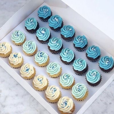 Baby Boy Shower Gender Reveal Cupcakes 