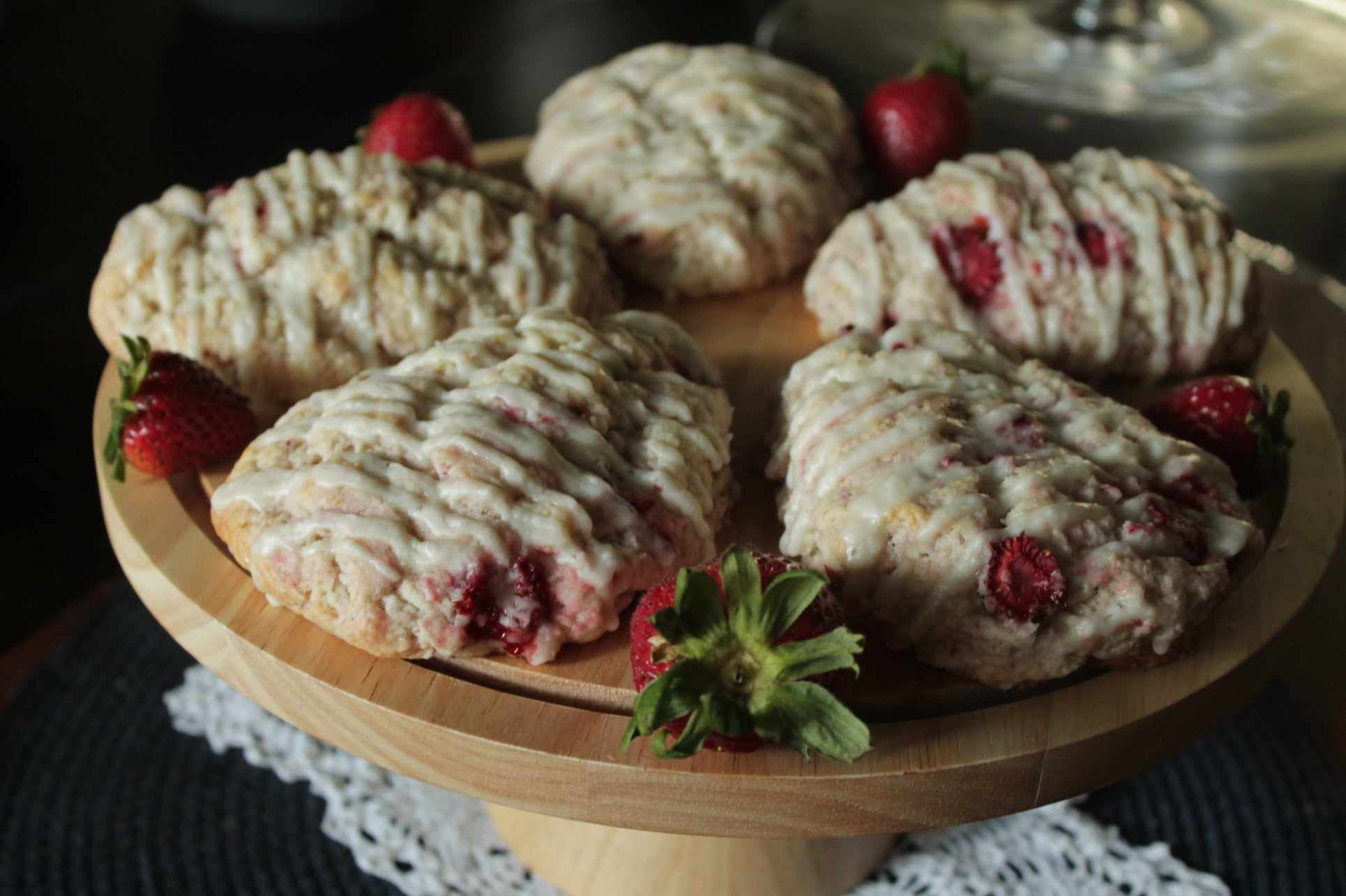 Strawberry Scones with Sweet Almond Glaze