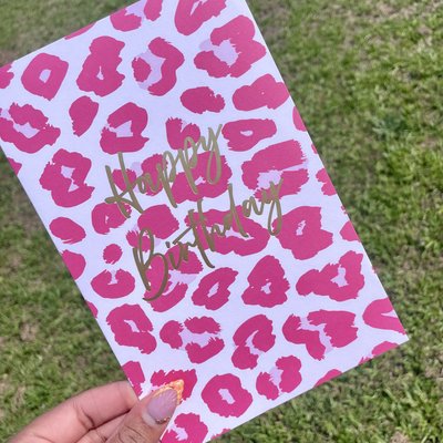 Pink Leopard Print Card 