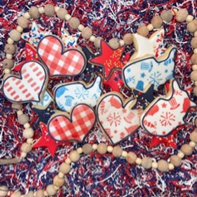 Assorted Dozen - USA STARS & STRIPES (6 LARGE cookies + 6 Large Assorted Stars 