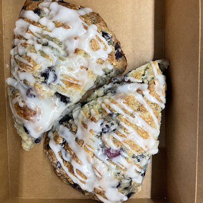  2 Blueberry Lemon Scones With Lemon Glaze