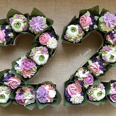 2-Letter or Number Floral Cupcake Box