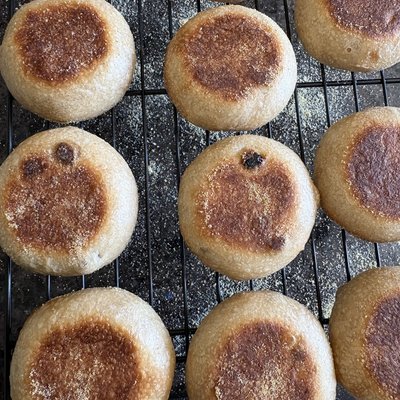Cinnamon Raisin Sourdough English Muffins