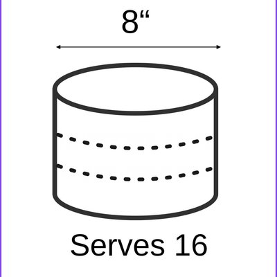 Single Tier Cake: 8 Inch (Serves 16)