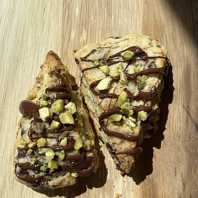 Chocolate Chip Pistachio Scone ~ Vegan
