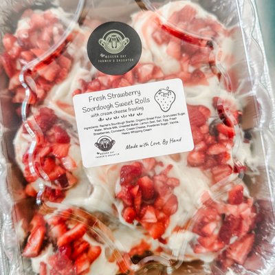 Fresh Strawberry Sourdough Sweet Rolls