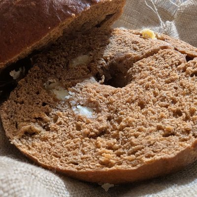 Chocolate Sourdough Bagels With Cream Cheese Flavored Chips