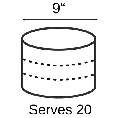 Single Tier Cake: 9 Inch (serves 20)
