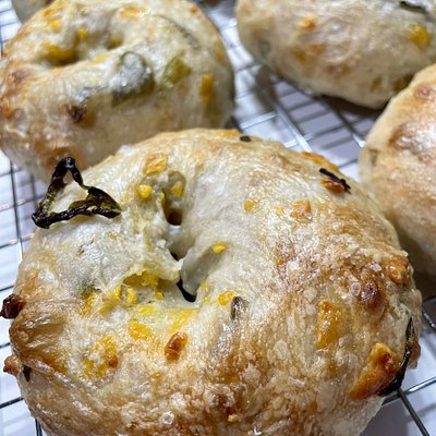 Jalapeno Cheddar NY Style Sourdough Bagels 1/2 Dozen 