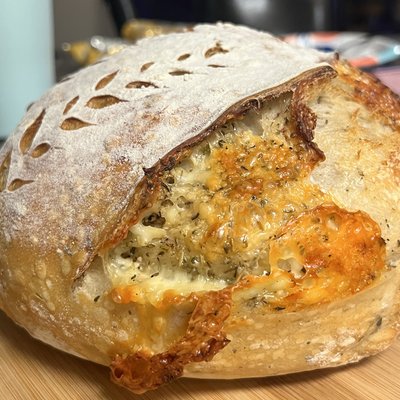Garlic, Herb, And Cheese Sourdough Loaf