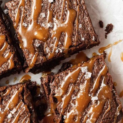 Fudge Brownies With Caramel Drizzle And Sea Salt 