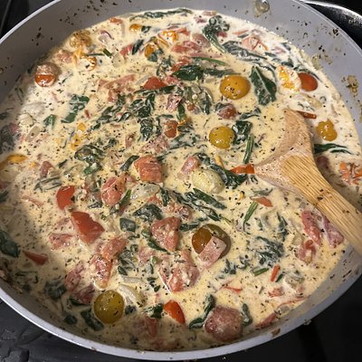 Spinach Tomato Garlic Cream Sauce