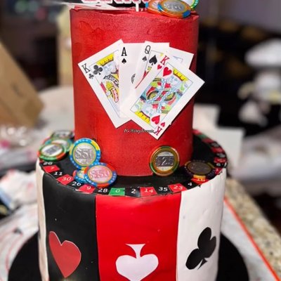 Two Tier Custom Cake: 6 & 8 Inch, 3 Layers Each