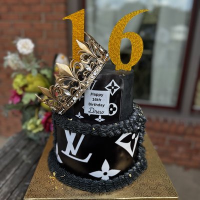 LV Two Tiered Custom Cake