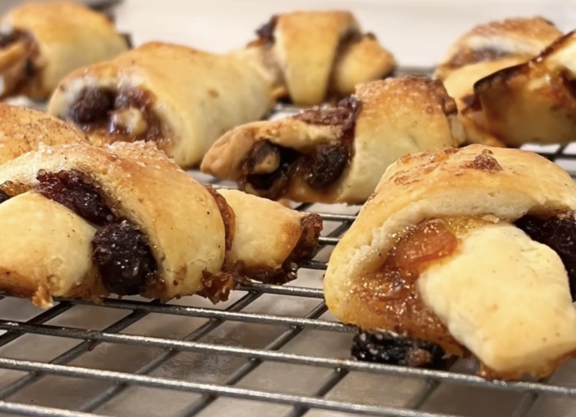 Rugelach Cookies: Perfect bite size full of flavor. Sweet dough has cream cheese inside. Total 12 