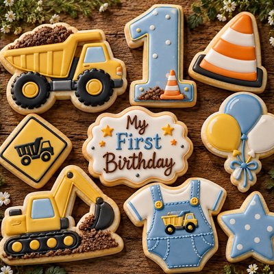 First Birthday S Trucks ugar Cookie