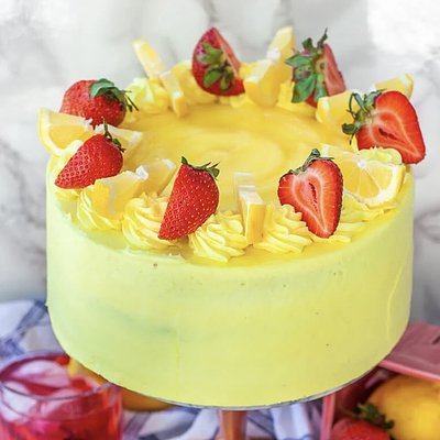  6 Inch 3 Layer Strawberry Lemonade Cake Cake (8-12 Servings