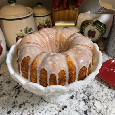 Peach Pound Cake with Vanilla Glaze