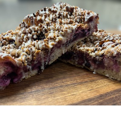 Blueberry Cheesecake Crumble Focaccia 8x8