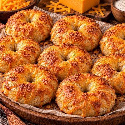 Cheddar Sourdough Bagels 