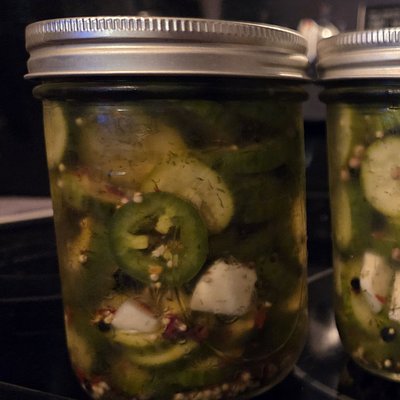 Garlic Dill Pickles With Jalapeños- 16oz.