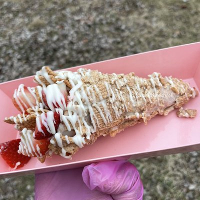 Cinnamon Toast Crunch Stuffed Cheesecake Waffle Cone 