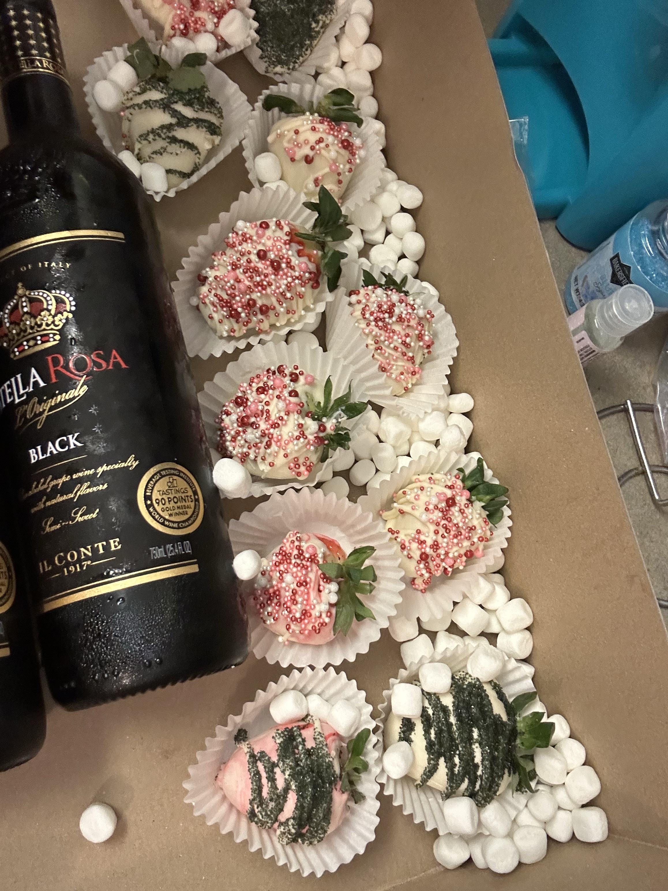 Chocolate Covered Strawberries + Wine