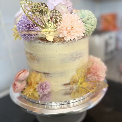 8’ Semi Naked Cake With Decorations 