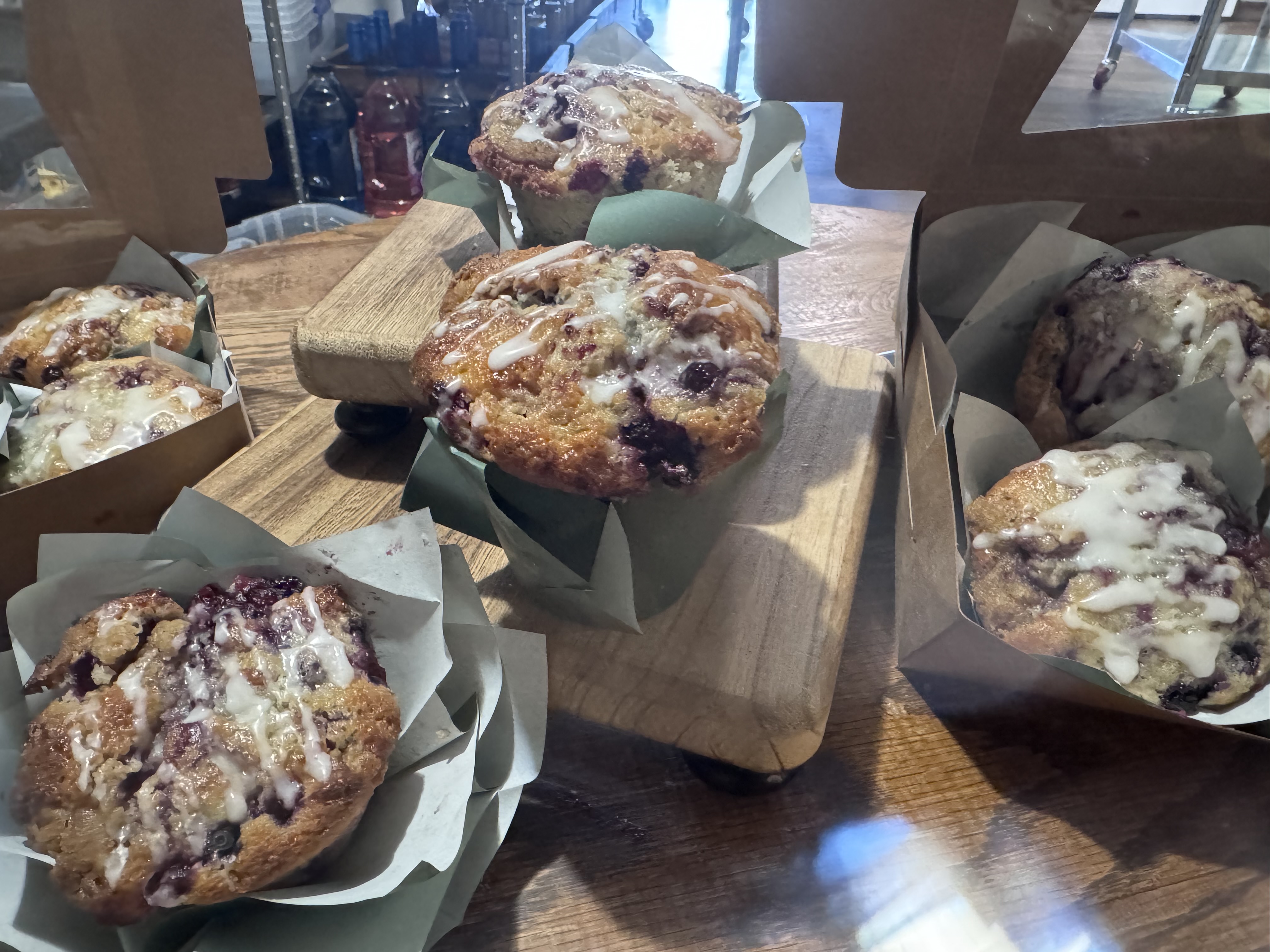 Sourdough huckleberry muffins