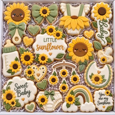 Sunflower Babies Sugar cookie, your design