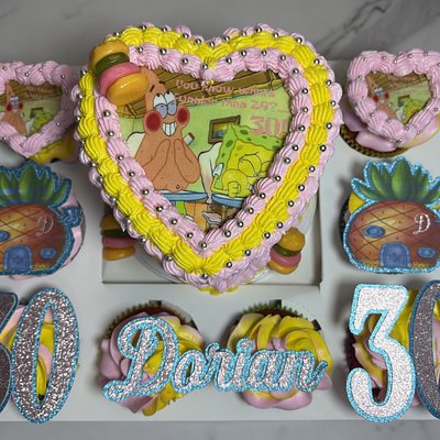 Mini Heart Cake & Cupcakes