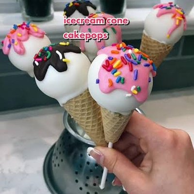 Ice cream sugar cone cake pops🍦