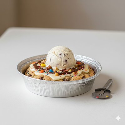 Chocolate Chip Cookie Pizza With a Scoop Of Ice Cream