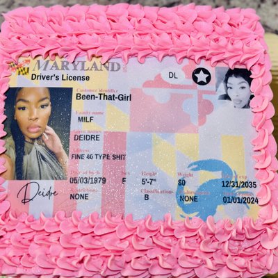 Driver’s License Cake 