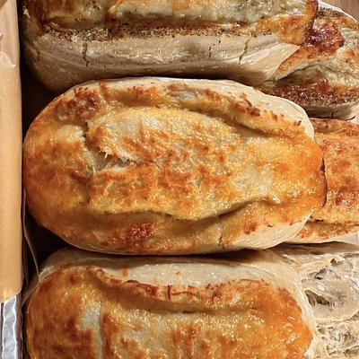 Colby Jack Garlic Sourdough Loaf