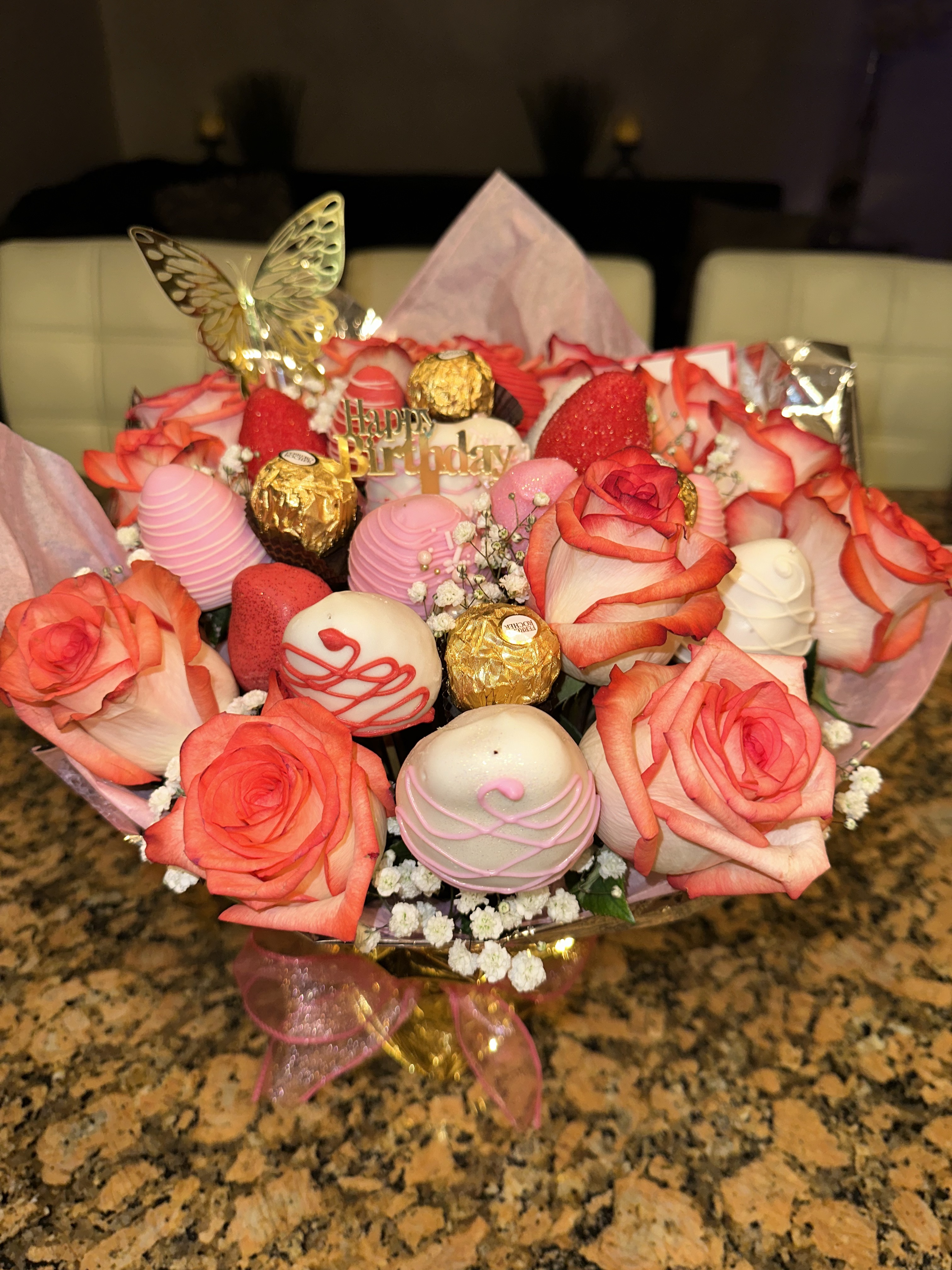Chocolate Covered Strawberry Rose Bouquet