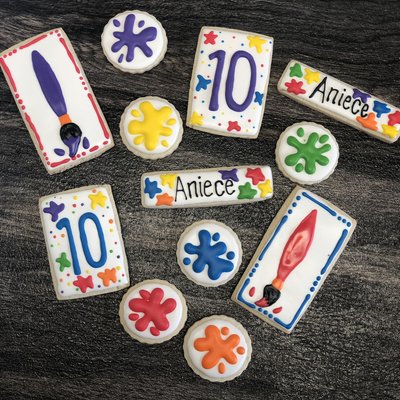 Party Mix, 9 Full Size + 6 Mini, Custom Decorated Sugar Cookies