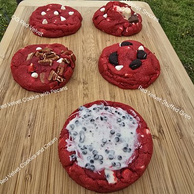 Red Velvet Cookies 5 ways 😋  Please see description 