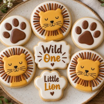 Lion First Birthday Sugar Cookie