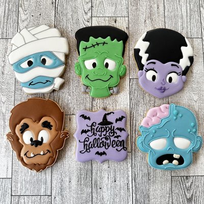 1 Dozen vanilla Halloween Monster sugar cookies